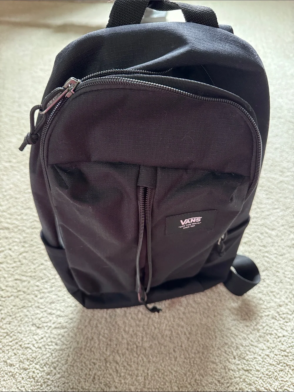 Vans Black Mini Backpack with Front Vertical Zip